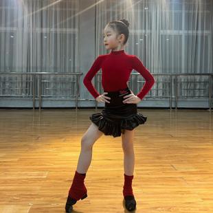 盛佳舞服SJSK高弹丝绒上衣泡泡裙鞋套拉丁舞练功服表演服套装