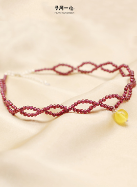 重工艺编织项链天然蜜蜡紫牙乌原创设计文艺复古旺财紫红色短项链