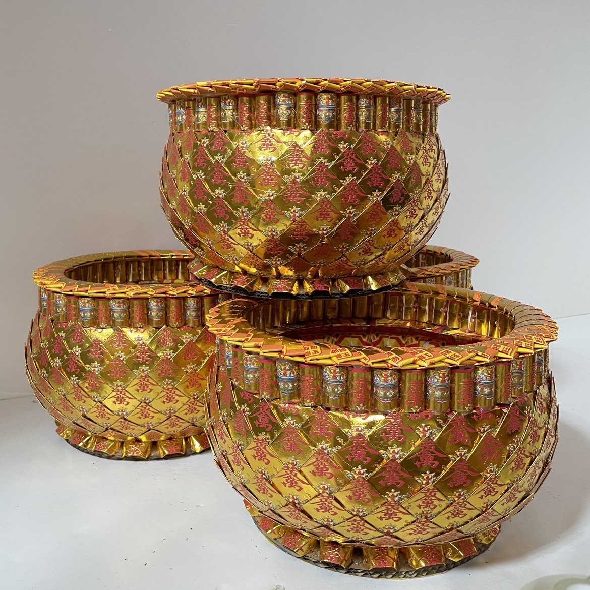 28*21 文化用品莲花七彩金纸手工折纸聚宝盆金菠萝纸制品 成品1个,特色手工艺,其他特色工艺品,淘宝优惠券,粉丝福利购,淘宝优惠卷