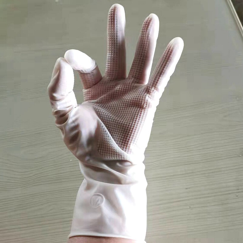 白色丁晴手套10双厨房保洁家用胶皮橡胶防滑防水贴手型劳保