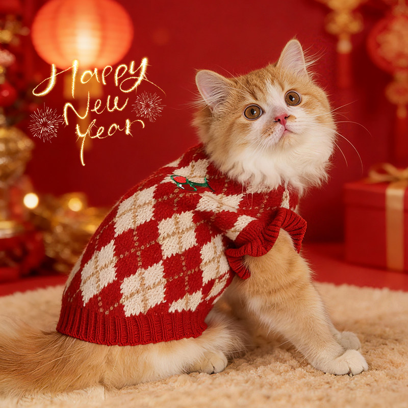 猫咪衣服冬装新年防掉毛小猫猫布偶红色喜庆毛衣冬季冬天宠物保暖,宠物/宠物食品及用品,狗宠物服装/雨衣,淘宝优惠券,粉丝福利购,淘宝优惠卷