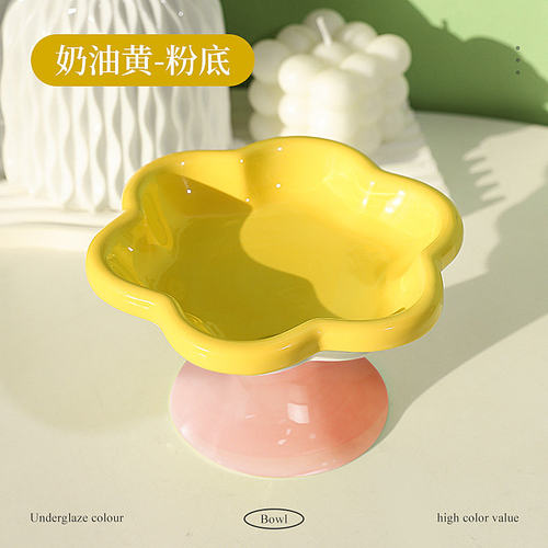 猫碗陶瓷碗高脚不黑下巴大口径