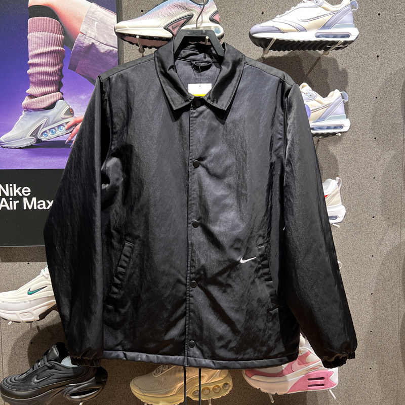 Nike耐克男子2025春新款聚水防风宽松梭织翻领教练夹克HJ3876-010