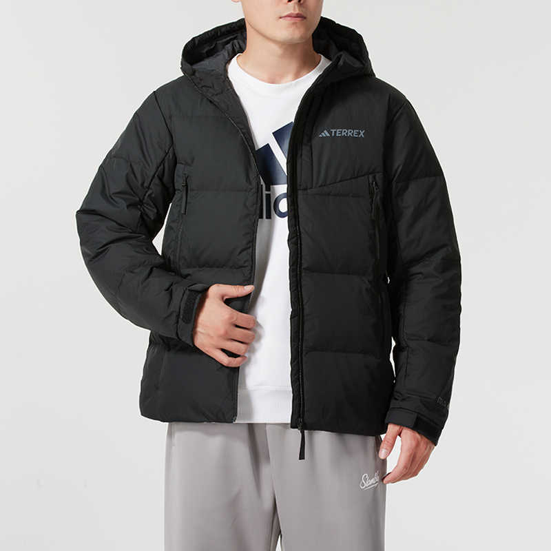 Adidas阿迪达斯男外套2024冬款运动休闲保暖连帽防风羽绒服IX5621