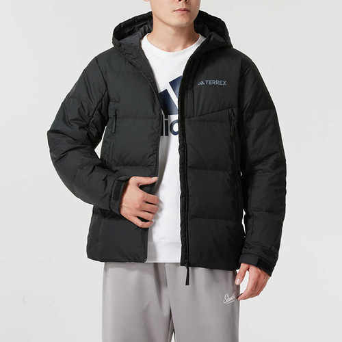 Adidas阿迪达斯男外套2024冬款运动休闲保暖连帽防风羽绒服IX5621