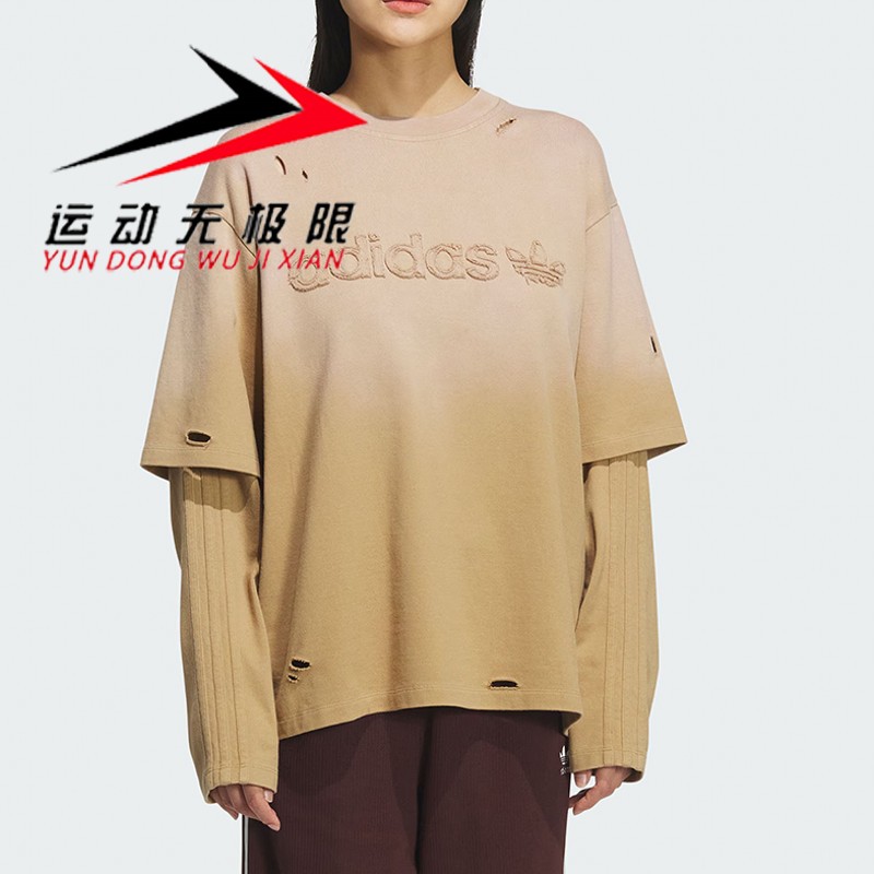 正品阿迪达斯三叶草女装2025冬款时尚潮流街头运动长袖T恤 KS8496