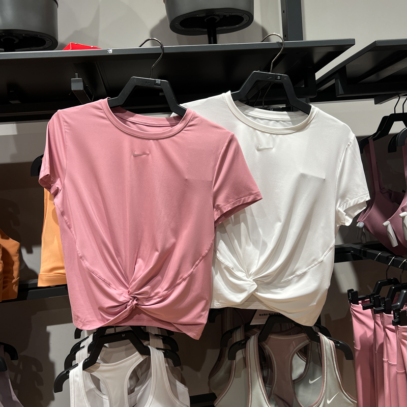 Nike耐克女装2025春扭结设计速干圆领舒适短袖T恤 HJ1055-100-699