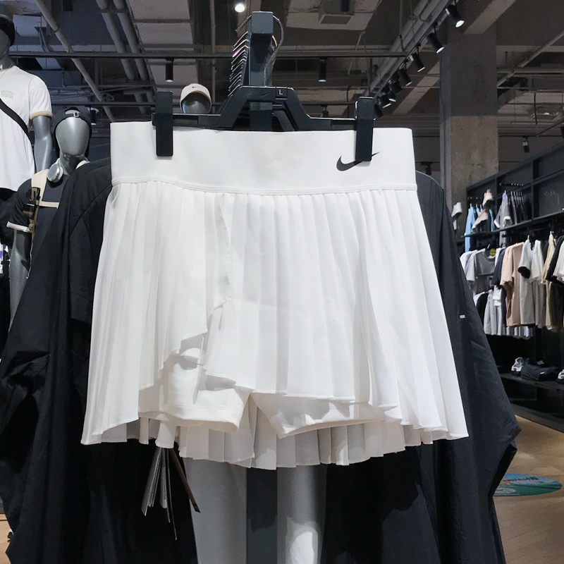 NIKE耐克女子2025夏季新款不对称速干网球半身裙百褶裙DR6850-100