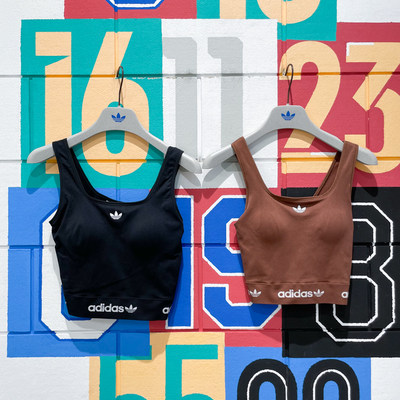阿迪达斯三叶草女装2025夏款自带胸垫健身运动背心 KB6420 KB6421