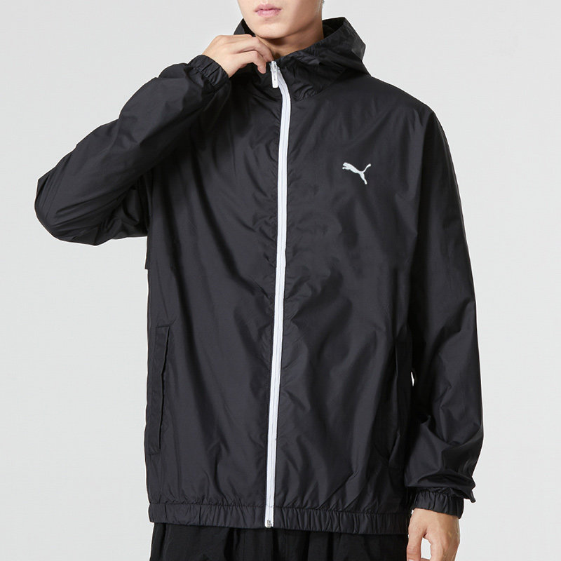PUMA彪马男装2025春新款运动休闲舒适防风连帽夹克外套 691345-01