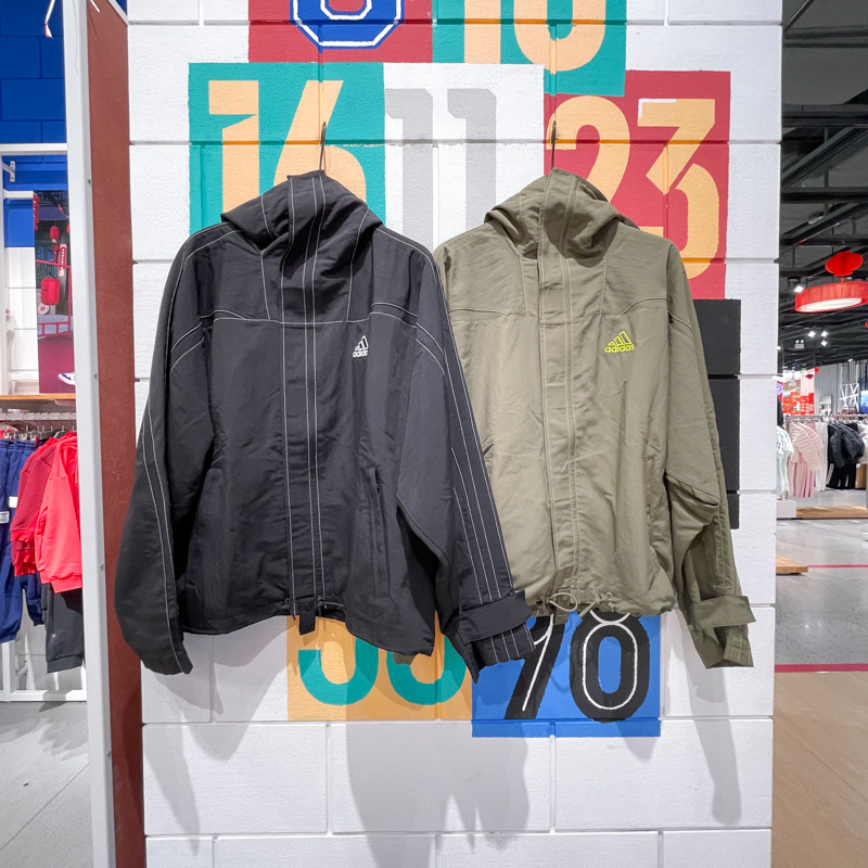 阿迪达斯三叶草男装2025春款复古连帽休闲夹克外套 JD5419 JD5420