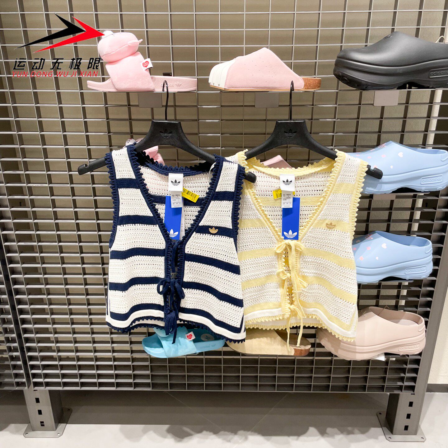 阿迪达斯三叶草女2026夏南法假日度假风镂空针织马甲KX0703KX0704