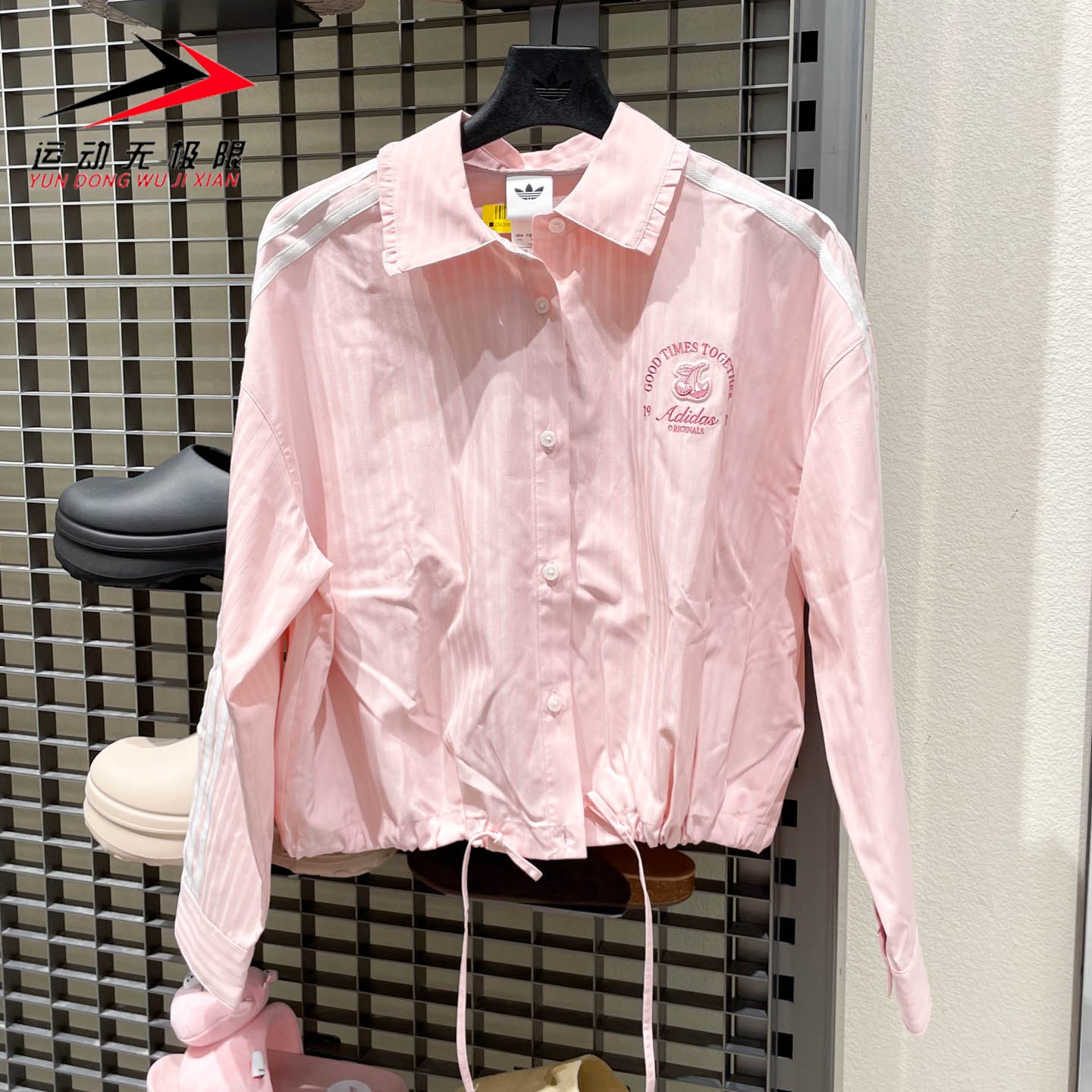 阿迪达斯三叶草女子2026秋新款休闲运动长袖衬衫蝴蝶结上衣KX6884