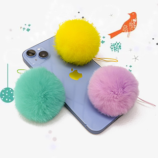 兔毛彩色毛球挂件皮草白色毛绒小球包包挂饰钥匙扣手工小毛球diy