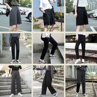 裤 垂坠感西装 小个子休闲短裤 大码 外穿 黑色裤 五分中裤 子女2026新款