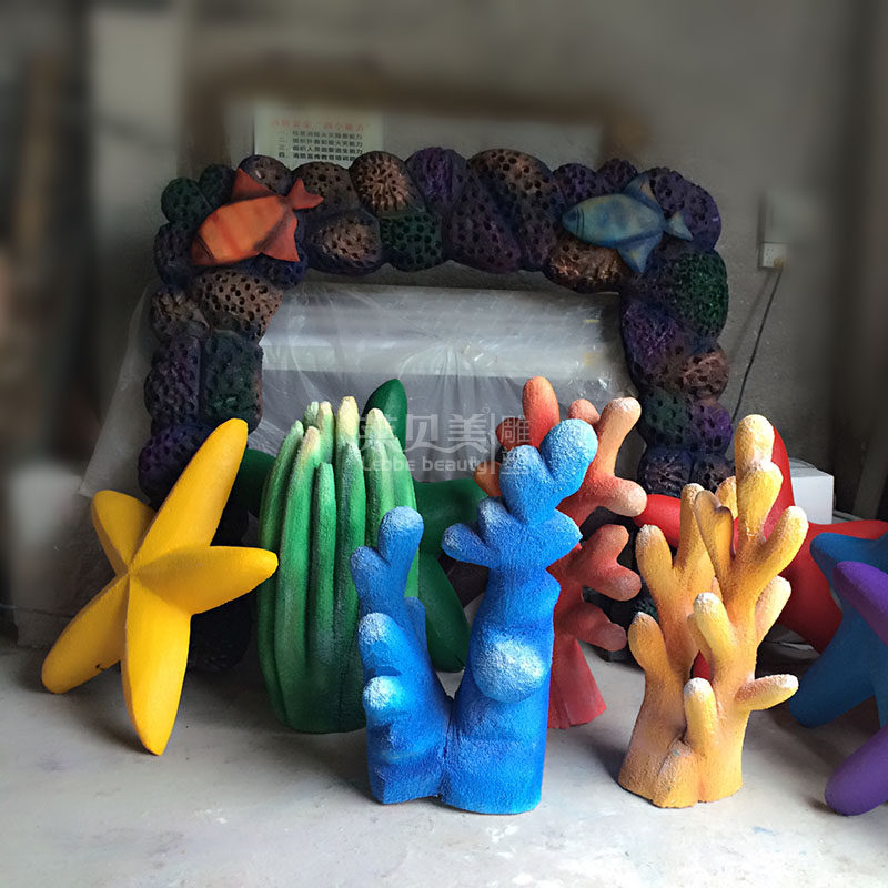 深圳专业泡沫雕塑珊瑚礁石海星海洋生物景观小品堆头模型摆件装饰