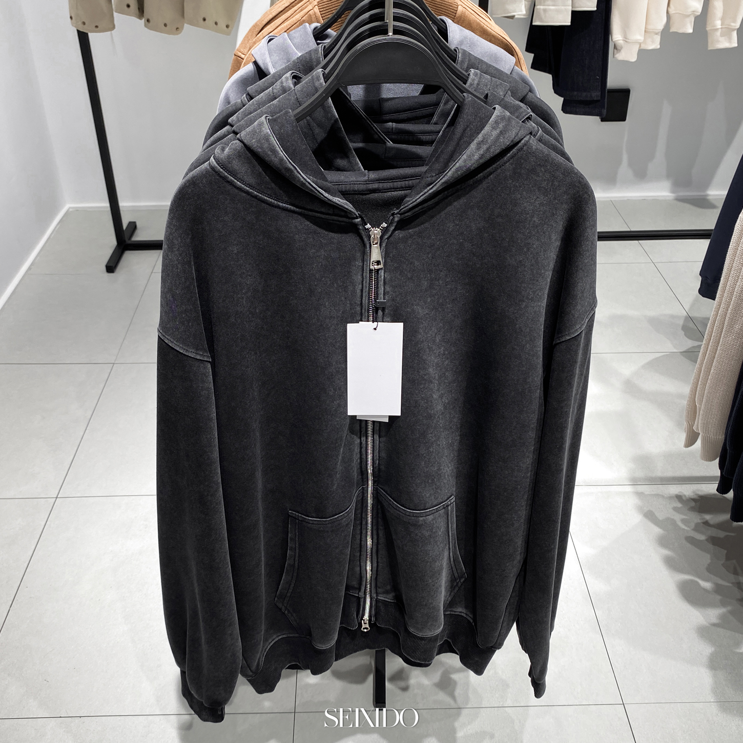 西班牙单!休闲水洗连帽宽松卫衣