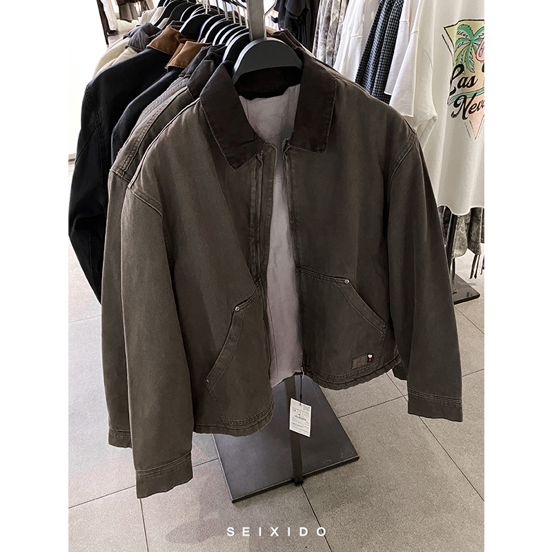 西班牙单!翻领美式工装夹克外套