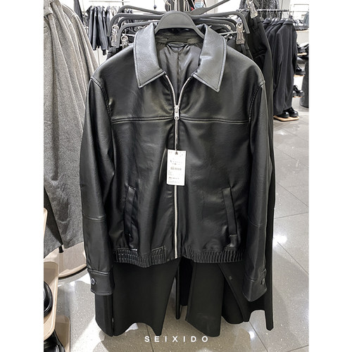 西班牙单！宽松翻领仿皮外套