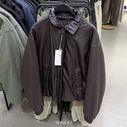 柜699！秋冬男装宽松仿皮夹克3833304 716短款棉服厚外套3833/304