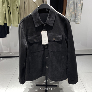 外套3046500 绒面质感翻领宽松麂皮绒休闲衬衫 800 秋冬男装 柜429