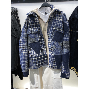 法兰绒宽松翻领衬衫 男装 质感格子加厚外套3046363 秋冬新款 柜529