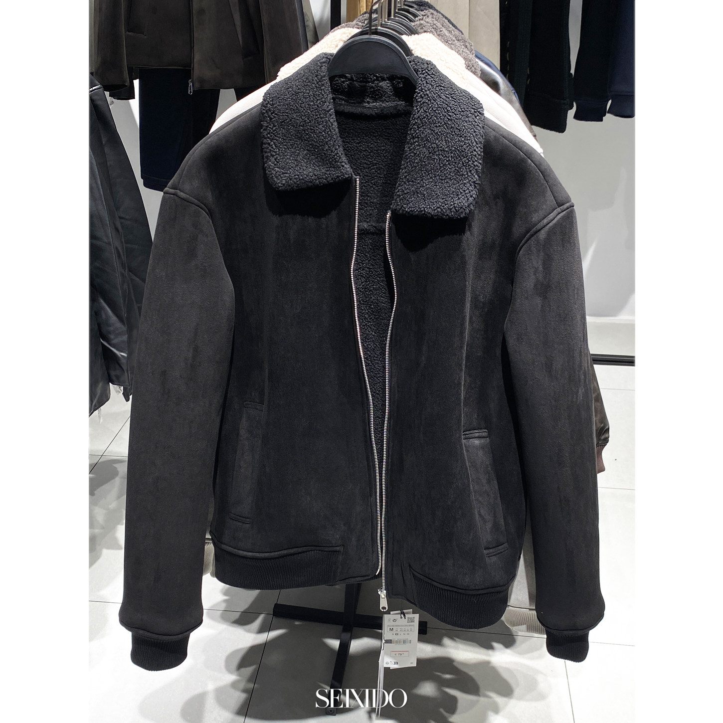 柜799！冬季新品男装仿麂皮绒翻毛领加绒加厚夹克外套6318406 800