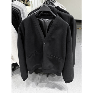 简约休闲V领法兰绒夹克宽松呢子外套 男装 5344309 秋冬新品 柜429