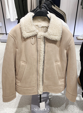 柜859！冬季新款男装绒面质感加绒加厚仿皮草夹克宽松外套3286550