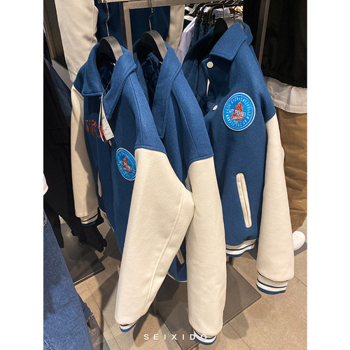 ZA翻领毛呢棒球服棉服夹克外套