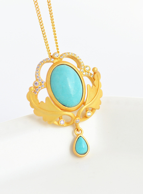 轻奢唯美风翅膀绿松石磨砂项链