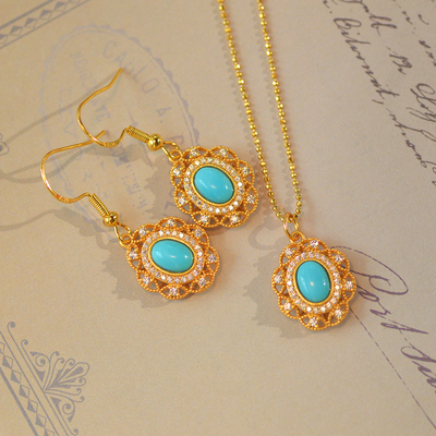 暮城珠宝纯银女天然绿松石