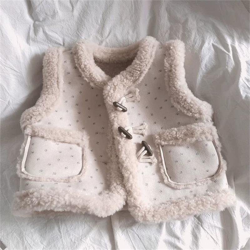 女童2025冬季新款皮毛一体绒保暖背心女孩洋气加绒上衣秋冬装