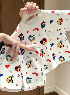 儿童夏季卡通短袖裤子睡衣套装