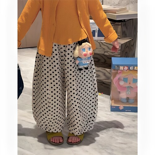 女孩春秋季波点百搭灯笼休闲裤