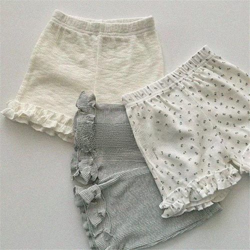 夏季新品~韩国婴幼儿童装木耳花边公主短裤女宝宝夏季甜美五分裤