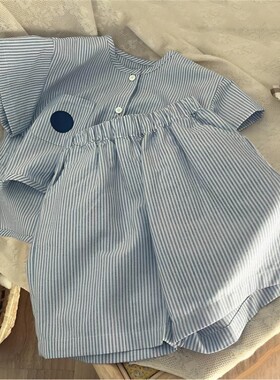 儿童夏季韩版条纹短袖短裤两件套