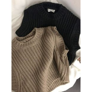 男女童春秋季针织衫儿童文艺森系马甲中大童无袖坎肩宝宝背心上衣