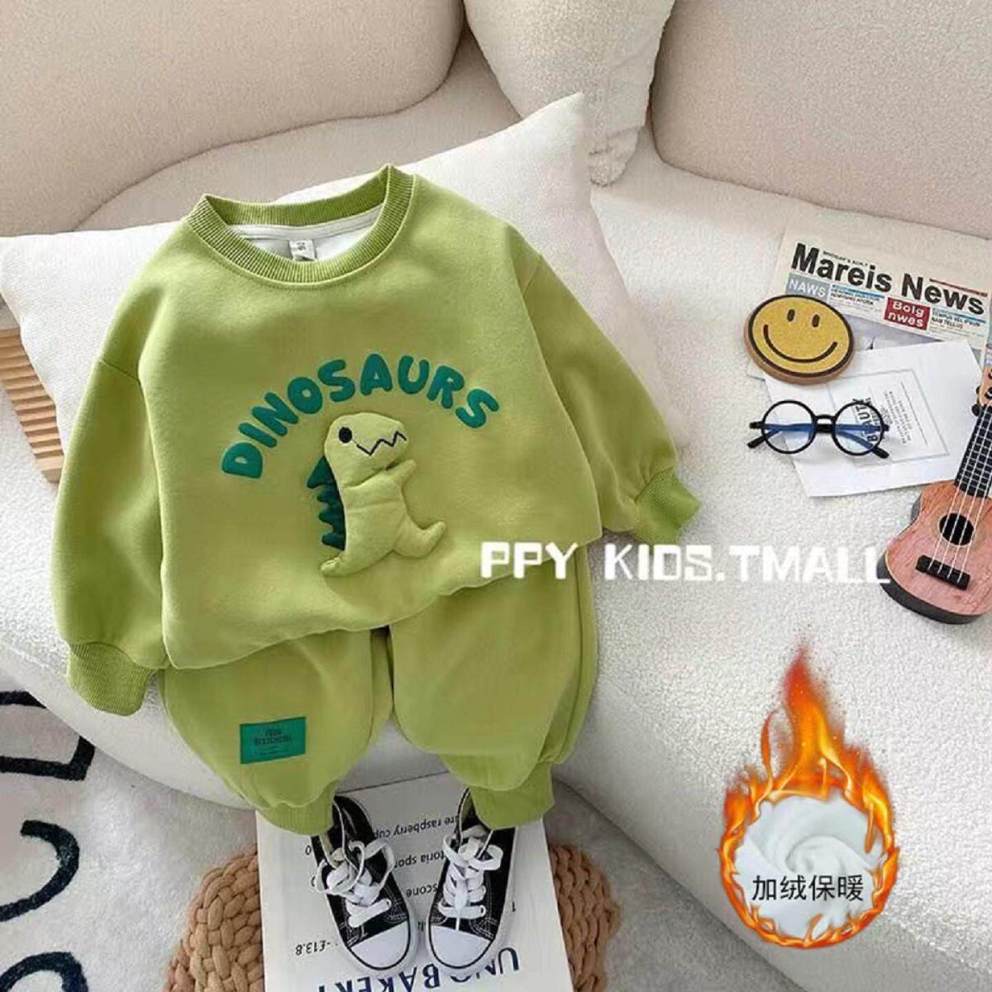 男女童加绒套装2023秋冬新款韩版中小童宝宝休闲运动卫衣两件套