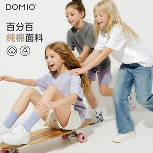 女童短袖T恤2026夏季新款大童纯棉上衣儿童纯色衣服女孩休闲童装