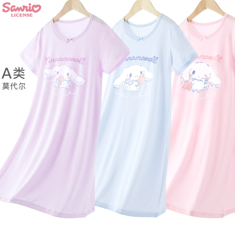 玉桂狗女童睡裙夏款莫代尔儿童睡衣春夏薄款新款女孩大童家居服