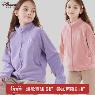 女童外套秋冬季新款儿童棒球服中大童摇粒绒上衣加绒加厚开衫冬装