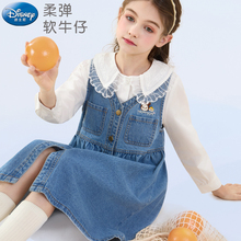 迪士尼女童背心裙秋装2025新款洋气儿童牛仔裙中大童连衣裙春秋季