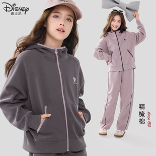 春季 女大童装 2026新款 青少年秋装 儿童连帽卫衣运动裤 女童休闲套装