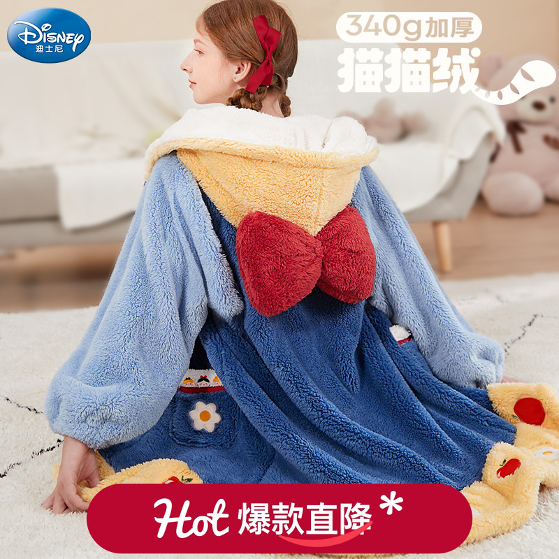迪士尼白雪公主睡袍珊瑚绒家居服