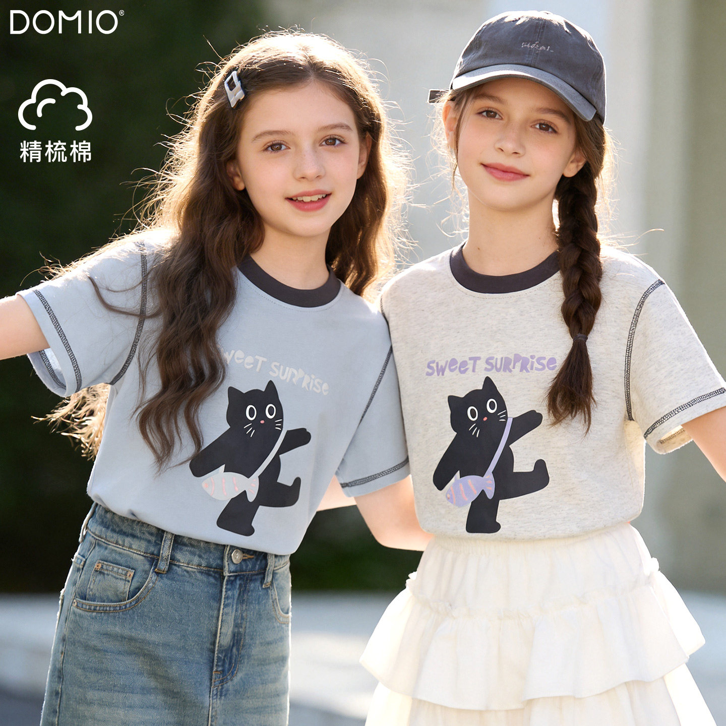 女童T恤夏季2026新款洋气儿童卡通上衣青少年休闲装宽松中大童韩