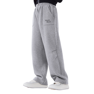 迪士尼女童裤子25冬装加绒加厚儿童运动裤休闲直筒中大童卫裤童装