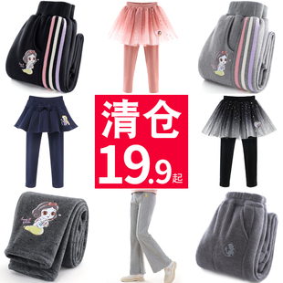 儿童加绒裤 加厚童装 子秋冬装 中大童休闲裤 保暖裤 清仓女童运动裤