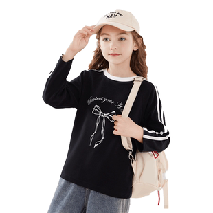 女童长袖T恤2026春季新款儿童打底衫中大童洋气上衣白色休闲童装