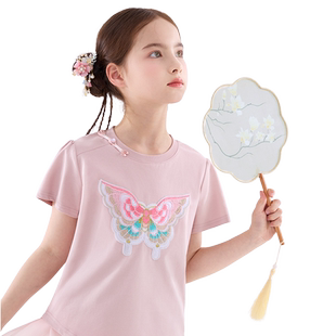 清仓男女童短袖T恤夏薄款背心儿童上衣中大童洋气白色打底衫童装